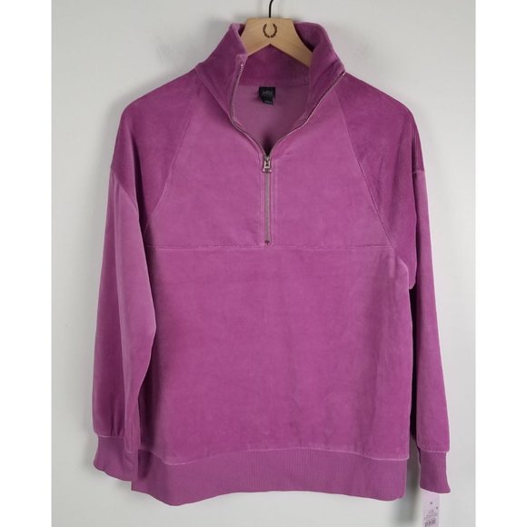 Wild Fable Women's Sz. XS Purple Velour 1/4 Zip Pull Over/Sweatshirt NWT